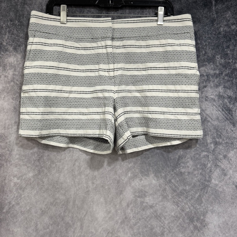 LOFT The Riviera Short Women Black White Geometric Stripe Cotton Shorts Size L